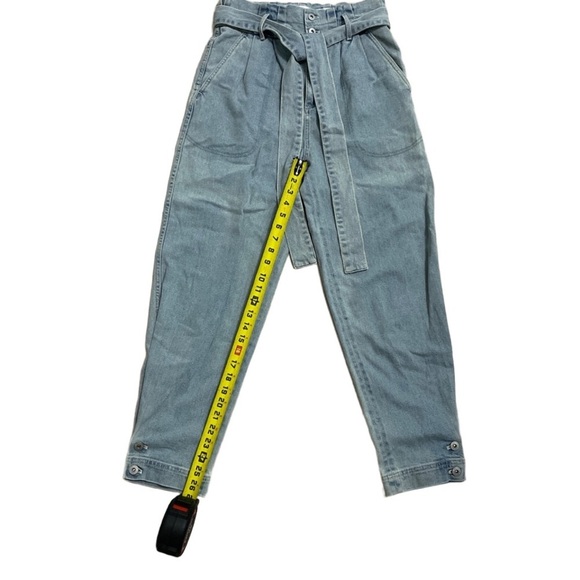 Something Navy Denim Vintage 80s crop top paper bag pant set - Picture 7 of 12